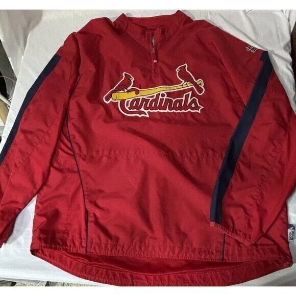 St. Louis Cardinals Majestic Performance Cool base 3/4 Zip Up Jacket sz XL - Picture 1 of 11